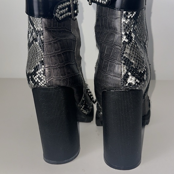 Jeffrey Campbell Women Lilith-2 Grey Exotic Combo Moto Boot 10M - Picture 4 of 9